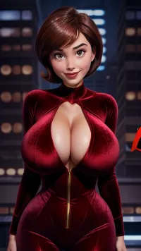 海伦·帕尔(Helen Parr),是那个腿高而笑容明亮的女人的超详细牛仔镜头,是一部质量最好的杰作. 剧情背景清晰细致 关注她闪闪发光的眼睛和天鹅绒