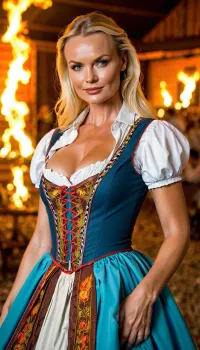 Silvia Saint, 멋진 Oktoberfest 복장에서 옷을 입은, 군중으로 뮌헨의 거리를 파괴. 그녀는 그런 중요한 사건에서 그녀의 국가를 대표하는 것을 자랑스럽게 생각합니다