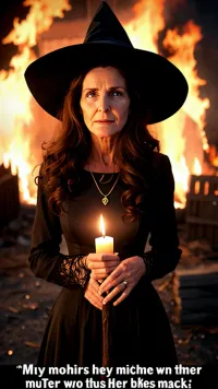 My mother was a witch, she was burned alive.
Thankless little bitch, for the tears I cried.
Take her down now, don't want to see her face
Blistered and burnt, can't hide my disgrace.
Twenty-seven, everyone was nice.
Gotta see 'em pay the price.
See their bodies out on the ice.
Take my time.