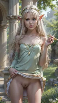 L'incantevole mostra: un'indecenza mistica di Elven maiden sotto la tettoia della natura
