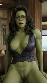 Hulk und die Avengers sind im Avengers-Turm, aber Hulk fickt sie mit seinem großen Penis. Sie hat eine Muskelfigur mit Kurven, und sie hat lange wellige Haare, die ihre Brüste bedeckt. Ihr Jumpsuit enthüllt ihre nackten Brüste und