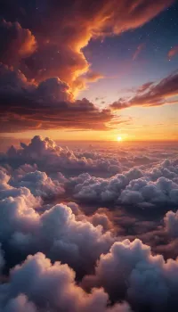 sky, clouds, sunset, stars, spirit