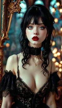 gothic, goth, pale skin, dark black eyes, black hair, bangs hair, black eyeliner, (black lipstick), white skin, perfect eyes, small eyes, detailed eyes, small nose, good anatomy, ultra detailed, high resolution, fake breasts, slut face, whore, (ahegao:1), sexy posing, (illustration:1), (hand drawn:1), (anime:1), <lora:MJ52:1>, <lora:EnvyZoomSliderXL01:-1>, <lora:detailed_notrigger:1>