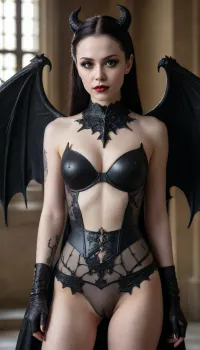 Asian, Gothic-Batgirl, pale skin, Dragon Wings, Nude, SHAVED PUSSY, ((((the gothic era late 12th to the 16th century)))), background.
