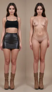 Timeless beauty: a study in hyper-realism - a captivating full body shot of a slender, barefoot girl with wavy dark hair