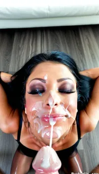 beautiful sexy slender 40 year old slut, (black hair), (loose hair:1.4), (short hair:.5), (wild hair:1.3), (black dress), mini dress, bodycon dress, fitted dress, black makeup, smokey eyes, eyeliner, (mouth full of sperm:1.2), (huge bukkake many cumshots on her face:1.8), cum on forehead too, huge load of cum on hair too, cum dripping out from mouth, (cum feeding), leaning down, tilted forward, bent over, cum spitting, spit, spitstring, cumstring, (face closeup:1.7), (legs spreading:1.2), ((cum on eyelids:1.9)), (under girl view:1.7), bottom perspective view, exposed c size breast, (pov cumkiss:1.5), cumkiss, (milf:1.3), (eye contact:1.6), looking at viewer, partially clothed, (cuckold:1.5), cuck, wife, sexwife, hotwife, slut, whore, open eyes, (standing on all fours above cuckold:1.5), (view from below:1.5), hands reached forward, arms spreading, white hairband, white chocker, posing, solo, leaning over viewer, high detailed eyes, teasing, wicked, grin, (sperm flows from mouth:1.2), (ceiling in frame:1.5), (downblouse:1.3), tanned skin, (slutty smile:.7), (wide jaw:.5), sadist, (A knowing look towards the viewer), love looking to viewer, woman, cum, on, face, <lora:JustCum:.9>