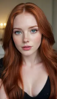 (ziprealism, score_9, score_8_up, score_7_up, masterpiece), (soft focus, soft bokeh, focus on eyes, overexposed, amateur, candid:1.4), (romantic moment, cozy bedroom, intimate lighting, playful expression, mischievous grin, mischievous eyes:1.4), (high saturation, high contrast), (round face), (gorgeous woman, pale skin, gorgeous face:1.4), (adorable freckles, noticeable freckles, subtle skin imperfections:.8), (vibrant auburn hair with dark roots, long hair, stylish hair:1.4), (full lips, long eyelashes, perfect eyes), igbaddie, <lora:igbaddie-XL:.4>