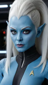 (1girl), slutty Andorian bimbo, bimbo, bimbo lips, blue skin, white hair, alien, extraterrestrial girl, alien girl, hyper detailed, hyper realistic, stunningly beautiful woman, high-contrast shading, 8k, uhd, insanely detailed, masterpiece, Starfleet uniform, Star Trek uniform, star Trek, ST_B_Enterprise, sttldunf, uniform, andorian, blue, skin, antennae, white, hair, fluffy, eyebrows, <lora:BimboMakeup_v1:.5>, <lora:epi_noiseoffset2:.5>, <lora:ST_B_Enterprise:.5>, <lora:STTLDV1:.5>, <lora:andorian_lora:.5>