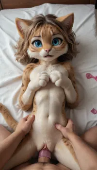 pov fuck animal cat girl, deep penetration, cute, small body, skinny, Japanese, correct anatomy, small, feral, thin waist, vaginal sex, using condoms, pov, anorexic, thin body, tiny, lying on side, tears, terrified, frustrated, scaried, panic, <lora:artfullyVPROW_SDXL_V1:.8>, animal, feline_hybrid, furry, <lora:Realistic_Feline_Hybrids:.8>, yonkagor, nude, fursuit, <lora:FursuitXL:.6>