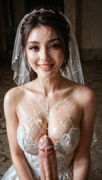 (masterpiece, best quality, bukkake, epic scale, ultra-detailed, highres, photorealistic), cinematic shot of a gorgeous woman, the bride, standing in the center of a vast, empty gymnasium, her entire upper body is the focus, her once-pristine white lace wedding gown is completely drenched and dripping, plastered to her skin, her face, hair, neck, and the entire bodice of the dress are absolutely coated in an overwhelming amount of thick cum, multiple layers visible, she has her head tilted back slightly, eyes half-closed in a state of dazed, ecstatic bliss, a faint, debauched smile playing on her lips, dramatic spotlighting from above, highlighting the glistening textures of the mess against her skin and the delicate lace, shot on cinematic film, heavy film grain, creating a raw, gorgeous, and highly detailed epic scene., bukkake, cum, wedding, girl, sucking, cock, yeonhwa, <lora:MS_Real_XL_Bukkake:.7>, <lora:sl_sila:.8>, <lora:cockteaseLoRASDXL:1.1>, <lora:LoRA-girls-sdxl-v4:.8>