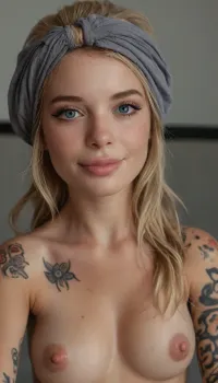 Iphone shot, amateur selfie, full body, ((covered in tattoos:1.9)), gorgeous, (young:1.3), woman, long blonde hair, hairband, blue eyes, freckles, smiling, tight and firm, naked, slim woman, Best quality. Looking at the camera, fresh face, shy look, realistic detailed face, realistic detailed hair, realistic detailed body, realistic detailed skin, realistic detailed small perky firm breasts, realistic detailed tight very hairy pussy, (High, Resolution), (More, Details), (8K), 4ng3l, face, detailxl, <lora:add-detail-xl:1.5>, <lora:style_lora_realis:.5>, <lora:checkpoint-e100_s400:1.3>, <lora:SDXL_BetterFaces-LoRA_v1:1>, <lora:eGirls_XL_v1:.7>