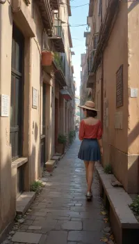 back alley, afternoon, sunny, sunshine, small cafe