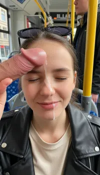 Serene in transit: fluid drops on her face