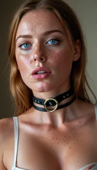 realistic, perfect lighting, (best shadows), 8K, UHD, clear image, (best lighting), Best quality, Ultra Detail, Fine Detail, High Definition, 8k Wallpaper, Masterpiece, bright blue eyes, (very detailed face, (beautiful, light freckles, blush, tanned skin, full lips)), woman, Elizabeth ballgag, gagged, gag, restrained, tied up, small tits