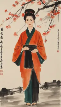 Gwen Tennyson, portrayed with the artistic essence of Qi Baishi's renowned brushwork, wearing a kimono, Using minimal strokes, Qi Baishi's signature style brings out Gwen's character, emphasizing its curiosity and independence. Gwen might be depicted in a simple yet evocative setting, surrounded by delicate depictions of flora or objects that offer a glimpse into its world.The overall scene carries a sense of whimsy and an appreciation for the beauty in everyday life, gwen, tennyson, (/Ben10), /, (ultra, HD, quality, details), bright, orange, hair, short, (green, eyes), style, of, Qi, Baishi, baishi, <lora:tbh170-sdxl:2>, <lora:baishi_xl_0_-000004:2>