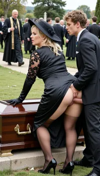 Graveyard Verführung: Witwe und junger Mann in post-funeraler Leidenschaft