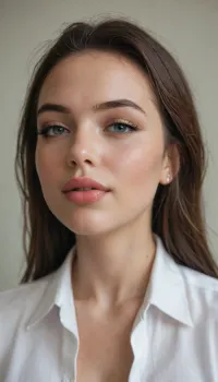 UHD 8K, Portait of a stunning gorgeous milf, extremely beautiful pretty face, heavy professional makeup, (perfect beauty:1.8), perfect lips, view from the front, big heavy tits, licking lips with tip of the tongue