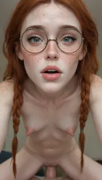 (bedroom), (Tall skinny Sweden princess, glasses, (white skin:1.99), (old milf:.01), (skinny:1.9), (freckles all over body:1.9)), ((((puffy nipples, long nipples, big nipples))), (puffy nipples:1.3), big shaggy tits, (long conical tits), (sagging boobs)), ((beautiful face:1.8), A seductive glance, A seductive face, happy face, black eyeliner, braided pigtail, very long ginger hair), ((pubic ginger hair:1.1), vaginal fluid, Vaginal fluid dripping onto the camera.), (spreading legs, standing), (solo, 8K, UHD, the camera looks from the bottom up, the camera between the legs, Close-up of the vagina from below, looking upwards, the camera is on the floor between her legs, full body view), cartoon saloon, a girl stood in front of a roaring fire with her back to the camera, ((pounding:1.7), (deep penetration:1.99), spreading legs, lying on one's back, doggy style, A man pulls a girl towards himself by the legs, he is forcing his very huge penis into the very very petite girl’s beautiful bare vagina, vaginal penetration, holding her waist in his hand, the penis is fully immersed in the girl), <lora:Cartoon_Saloon_Style_XL_kk-000009:2>