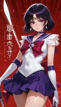 (((FIlipina Purple Sailor Saturn))), 1girl, bangs, circlet, jewelry, earrings, choker, sailor, senshi, uniform, red, bow, white, gloves, elbow, <lora:LCMTurboMix_Euler_A_fix:1.2>, <lora:セーラームーン Sailor Moon  (Pretty Soldier Sailor Moon)_XL:2>