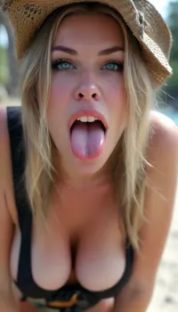 Masterpiece, rule of thirds, (closeup tongue, mouth in front:1.4), beautiful sexy 20yo girl, squatting, long straight black hair, large boobs, nipples, (pretty face), (wanting blowjob:1.8), high detail, (topless, putting her breast, huge inner labia visible:1.2), ((summer hat, cardigan open wide)), eyeliner makeup, beach, pines, seaside, ((stunning eyes)), hot day, looking, at, viewer, green, eyes, blue, brown, perfecteyes, sagging, breasts, but, <lora:MJ52:.7>, <lora:looking_at_viewer:.8>, <lora:PerfectEyesXL:.5>, <lora:sagging-000015:.8>, <lora:BUT_SDXL_SHS:.4>
