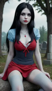 Vampire fantastic chubby drees upskirt queen, adventure time, 20 years oldy, realistic Marceline Abadeer, ((pale SKY blue/grey skin)), long black hair, red eyes. Atmospheric lighting, vibrant colors, detailed.
"Vampire Marceline from Adventure Time, vamp, simple background.
Marceline from Adventure Time sitting on a grave with her teddy bear Hambo uwuu, sad, nostalgic scene, muted colors, high quality. Breats Bimbo, hot horny, massive boobs, dress up, pussy visible.