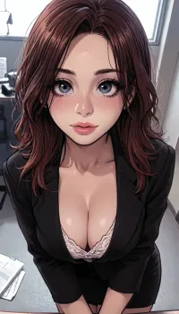 ((Melkor mancin style:1.5)), 1girl, (office background), long hair, view from above, tight secretary costume, very deep cleavage, fake big tits, ratatatat74, lineart, line, art, flat, colors, color, <lora:LCMTurboMix_Euler_A_fix:.7>, <lora:EnvyBeautyXL02:1.6>, <lora:ratatatat74-000050:1.1>, <lora:mk_Bp Anime_xl:1.2>, <lora:lineartSDXL:1.7>