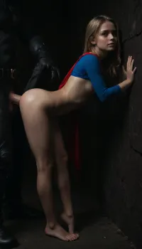 (((Sideview of Supergirl getting ass fucked by muscular Batman while standing and bent over.))), Inside the bat cave. Supergirl costume. Supergirl cosplay. Realistic Batman cosplay. Movie quality. She has a painful lusty expression. Rolling her eyes.

Green glow in the background.
Giant cock, standing anal. Tippy toes, ((Really young)), (short), (petite), (cute), (small), ((adorable)), (flat chested), (skinny), (tiny), (little), (pale skin), (Skinny legs), (sweet), (innocent), (good girl), very skinny, tiny body, ((beautiful cute face)), Very cute girl, very small, very pale skin, No tits, cute innocent face, very very petite, freckles, tiny model, oiled skin, wet skin, glistening skin, long straight blonde hair, <lora:dark:.8>, <lora:LeggingsXL_-_Latex.ID:.8>