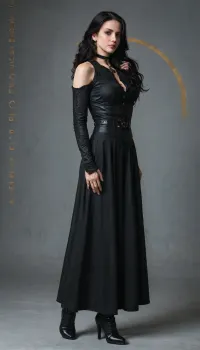 (Masterpice), (HD4K visual), (detailed background), 4K ultra-detailed image, HDR, enhancement, professional photography, clear face, detailed face, precise anatomy, (perfect body symmetry), (5 fingers per hand), maximum resolution, sharp focus, NSFW, yennefer of vengerberg from witcher 3, black leather doublet with gold accents and fur shoulders in a Renaissance style, long black leather sleeves. Black leather gloves with gold accents, black long skirt with gold accents, black choker with a pendant around her neck, black long high heels boots, outfit in a Renaissance style, close shot
