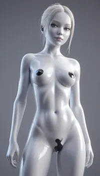 3d render, score_9, score_8_up, score_7_up, random hairstyle, (((pure white rubber skin))), (rubber face), seductive puffy lips, (black rubber nipples), (black rubber labia), (((three quarter body shot))), green, eyes, blue, brown, perfecteyes, <lora:PerfectEyesXL:.8>