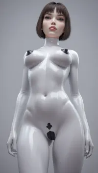 3d render, score_9, score_8_up, score_7_up, random hairstyle, (((pure white rubber skin))), ((seductive)), (puffy lips), (black rubber nipples), (black rubber labia), (((three quarter body shot))), green, eyes, blue, brown, perfecteyes, <lora:PerfectEyesXL:.8>