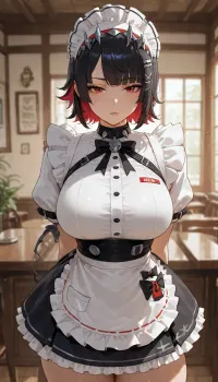 Ellen joe.She is a waitress. She is wearing a waitress uniform.