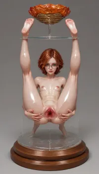 ((full body view, spreading legs, nude body, wide hips, (skinny:1.5), on my knees, (shiny skin:1.3), (belly bulge:1.1), ginger hair, glasses, (white skin:1.3), high quality fantasy art of a beautiful famboy made of transparent glass, glowing within, delicate figurine, adorable)), 20 year old girl, best quality, photorealism, masterpiece, chested, Ultra detailed RAW color photography, highly detailed, high level of detail, (skinny:1.5), small waist, small hips, tiny ass, round tits, ((perfect fingers, perfect hands, perfect skin)), ((hyper gaping pussy, hyper gaping vagina, maigre, musclé, seins visibles, pussy visibles, big clitoris visibles, seins nus, HDR pussy, hyper spread pussy, (doing standing gymnastics), , , hyper pussy juice dripping, focus pussy:1.2)), (perfect adult body proportions), Real, photorealistic, hi-detaild, 8k, pussy dripping, pussy dripping semen, (spread pussy:1.5), hi-detailed pussy, perfect pussy, <lora:detailed_notrigger:2>