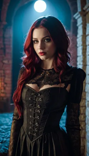 一个20岁的哥特式家庭裁缝 穿着一副欧式的双人服装 勾引你穿着阴暗苍白的皮肤 和黑暗的幻想服 别人出门的时候 她总是很受你的注意