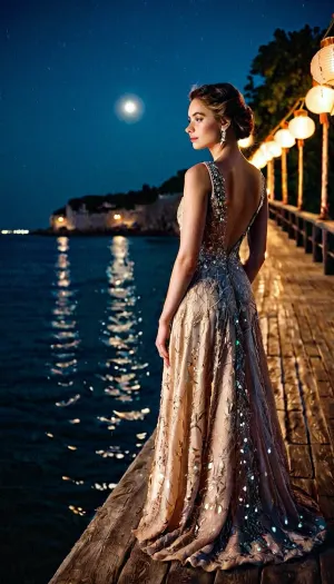 Embankment üzerinde durdu, lüks bir elbisede giyindi, denize baktı. Gece karanlıktı ama suda lanternlerin yansımasını görebiliyordu. Derin bir nefes aldı ve gözlerini kapattı, hissediyor