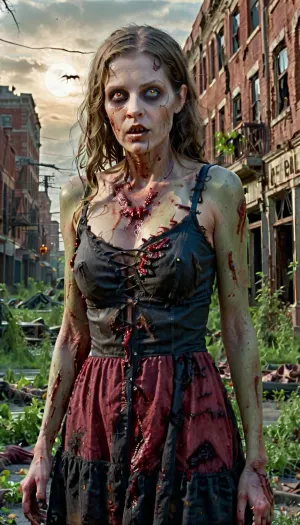 The photo captures the young girl's beauty and decaying urban landscape, reminding us of the tragedy that has become a part of our new existence