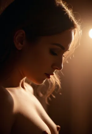 暗闇の中で、AI 生成 porn 画面上で明滅しました。 周囲に舞われた影と、背景に強い音が聞こえる。 女性のモアンズがビデオゲームの音と混じっていました。 突然、そこに