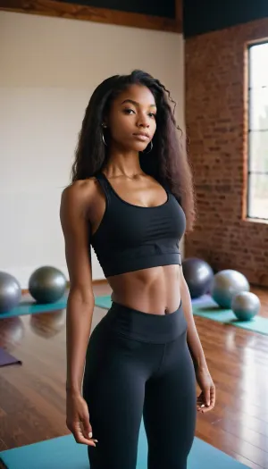 beautiful black 18 year old skinny in yoga pants