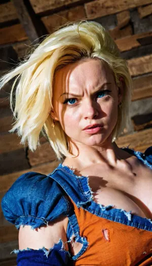 18, мощный андроид, летал по небу, когда заметил группу врагов, сражавшихся. Она не могла не заметить их реалистичных персонажей дракона в их порнографических позах