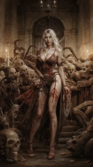 लुइस रोयो की अल्ट्रा विस्तृत और अत्यधिक यथार्थवादी 8k कृति, "Luis Royo द्वारा अल्ट्रा वाइड एंड हाई क्वालिटी AI जेनरेटेड आर्टवर्क" एआई जेनरेटेड आर्ट की उच्च गुणवत्ता प्रदर्शित करता है। विशाल स्तनों के साथ photorealistic महिला राक्षस,