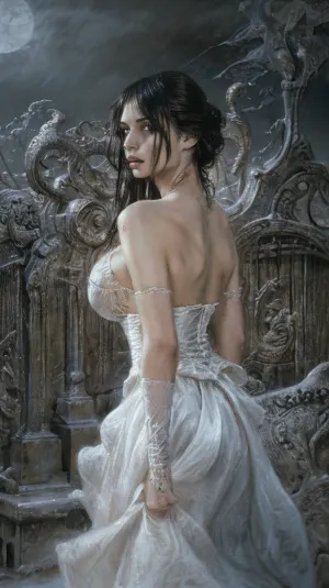 La ragazza fantasma si trovava davanti alla statua massiccia, la sua pelle trasparente splendente al chiaro di luna. Si avvicinò a lui come se volesse toccare la faccia o il petto, ma poi scomparve in aria sottile prima che potesse reagire. Lui sapeva meglio