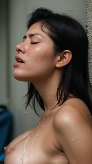 중간 크기의 야수, 개방 입, 폐쇄 눈 및 현실적인 피부 질감과 함께 젊은 여성의 고해상도 포르노 이미지는 최고의 품질 영화 조명을 사용하여 생성됩니다. 장면 이다 샷 에 그녀의 침실 와 a high-angle side