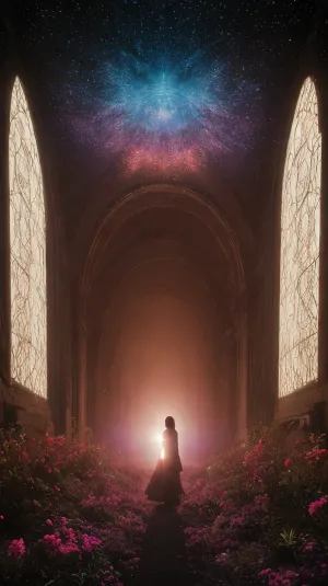 atmospheric oil painting of a hyper-real portrait of a hauntingly beautiful pale pastel, Crimson and black hair, sky goddess with huge succulent breasts, long sexy legs, floating in space, eyes sorrow, red black and white flowers, and crystalline structures photo-real pastel galaxy stars, <lora:ClassipeintXL2.0:.5>, A transcendent, epic mystical scene, haze, luminous water, (multicolored light), With multicolored light patterns covering her entire body, a light show with futuristic drawings all over her body. body with fluorescent paint, glowing from ultraviolet, bright colors and exquisite details, ultra-high resolution, (UHD C), hyperrealism and wide dynamic range, (DRF), rays of light, surreal futurism, beautiful view, fine details, perfect lighting, (LED backlight), cinematic composition, thanks to bright colors and exquisite lighting it turns out to work out the details realistically, the light sources convey the atmosphere, intrigue and beauty of what is happening, an epic mysterious scene, colorful light, super-detail, high resolution, (transparent silhouette:1.28), (backlight:1.12), (best shadow), 8K, UHD, (best lighting), best quality, bright and surreal, exquisite details, ultra-high definition, (UHD), (HDR), realistic lighting, creates an atmosphere of intrigue, phosphorescent, (dynamic light), iridescent and fluorescent gamma, breathtaking beauty, super detail, the smallest details