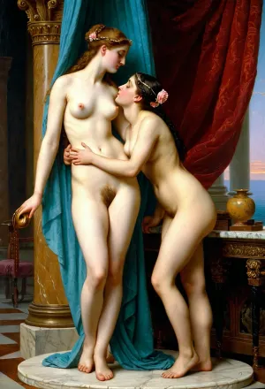 Pygmalion ve Galatea" Jean-Leon Gerome, Galagmalion'nın hayata geldiğini fark eden bir başyapıttır. Bu resimde, Gérôme Pygm'in klasik efsanesini bir araya getirdi