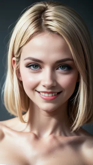 Der Künstler schuf ein hyperrealistisches Porträt eines Mädchens mit dicken, langen Haaren und süßem Lächeln. Sie hatte klare Grübchen auf ihren Wangen, vollen Lippen und dicken Wimpern. Ihre Haut war glatt und cremig, so dass sie aussehen wie sie einfach