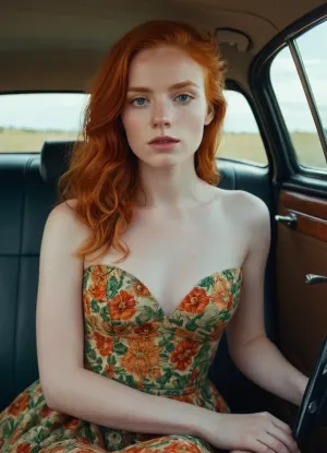 Молодая рыжая была за рулем своей машины, когда она заметила, что мужчина смотрит на нее из окна. Она быстро сняла платье и стала чувствовать себя неловко. Когда она ехала, она не могла не заметить, что у мужчины была огромная эрекция