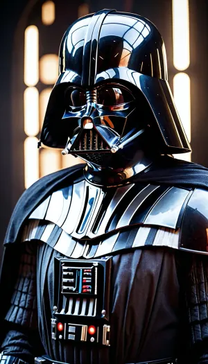 create me a detailed picture of Darth Vader in his armor, based on the movies