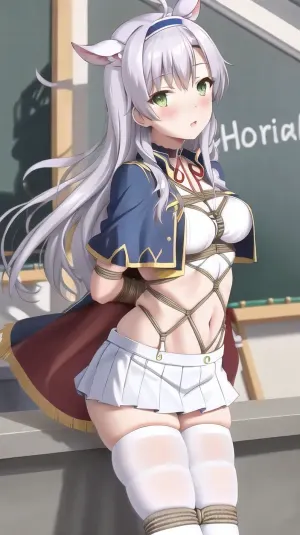 सिस्टीन लंबे, बह बाल और नीली आंखों के साथ एक सुंदर लड़की थी। वह एक मिनीस्कर्ट और निलंबित कर दिया, उसे नौसेना और जांघ highs का खुलासा किया। उसके बालों को एक लंबे पोनीटेल में बांधा गया था, जिसमें रिबन शामिल थे।