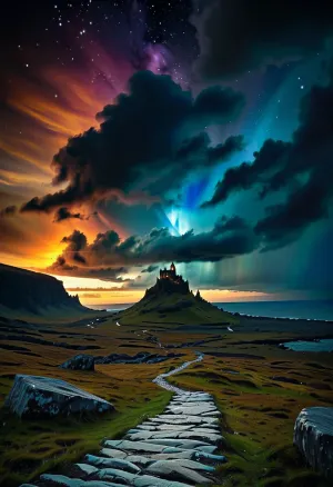 Рыцарь проходит через забытое царство, каждый остров более пустынный и забытый, чем последний. Воздух холодный и тонкий, с только отдаленной вестью духов, потерянных между царствами. Он проходит через эту забытую область с беспокойством, что