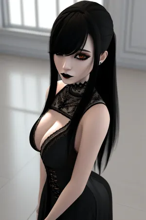 AIは、長い髪、完璧な母乳、そして詳細な髪で3Dレンダーを生成しました。 オスの主人公は、ゴスガールの完璧なbreastsと大きなbreastsによって興奮しています。 彼は彼のstylized 3dのレンダリングを取ります