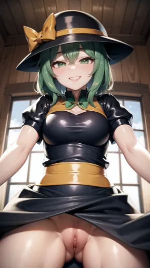 Komeji Koishi, una IA con una IA que odiaba a terceros, cabalgó la polla de la IA verde con lujuria en sus ojos